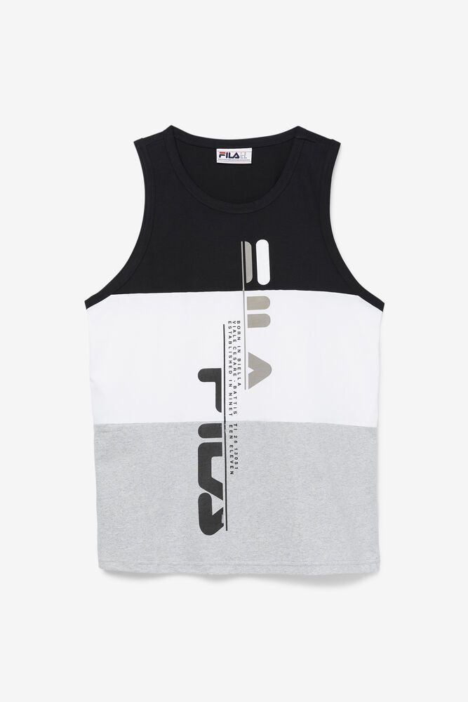 Fila Alf Tank Black/White/Grey T-Shirt Mens - NZ 73184-WZPQ